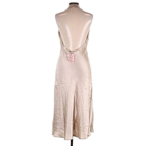 NEW Quince Silk Stretch Washable Twist Halter Midi Backless Dress Cream Size L - Picture 6 of 14
